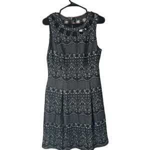 Eliza J Black Floral Lattice Sleeveless Formal Sheath Dress Women Sz 10